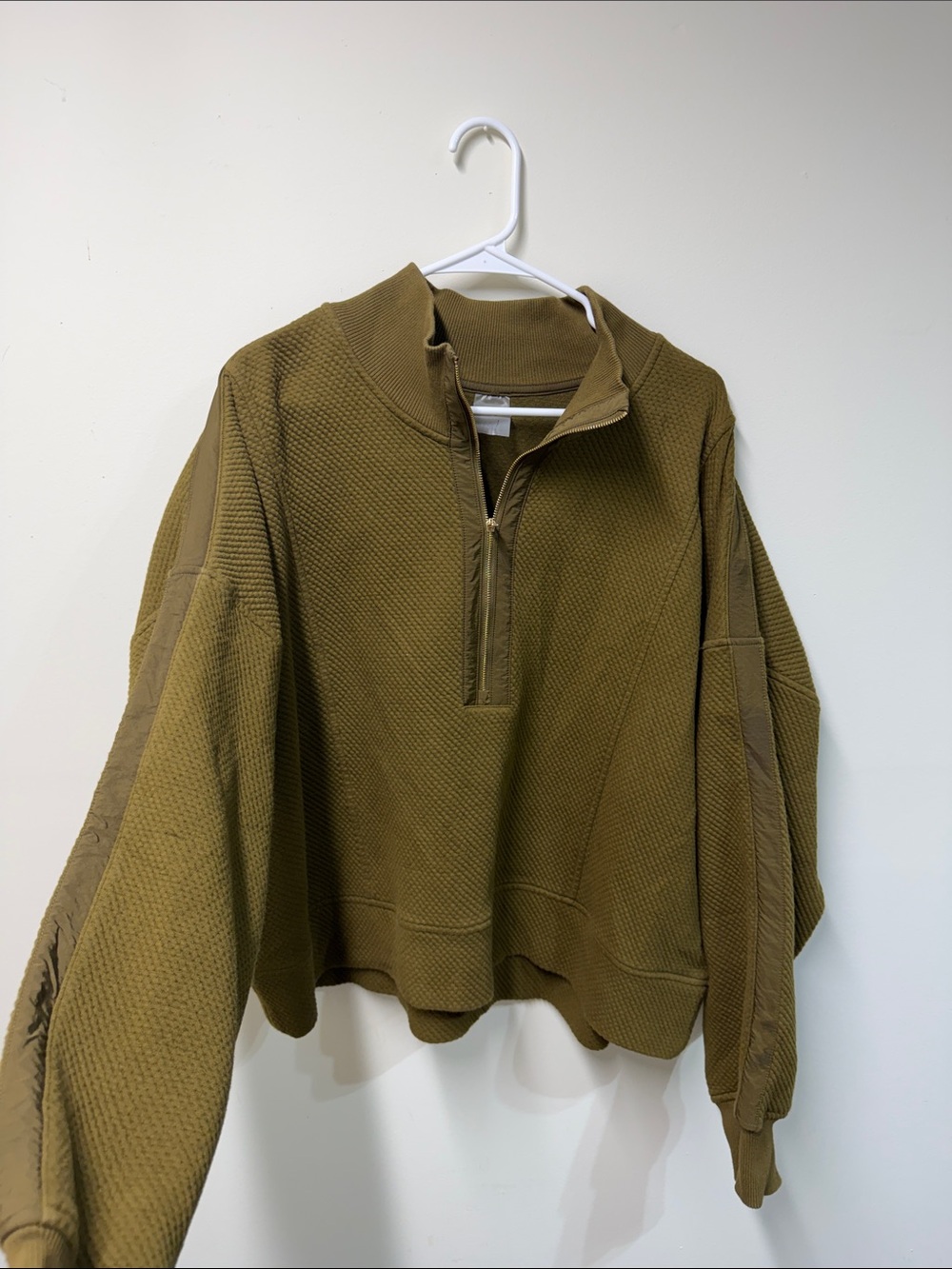 CALIA by Carrie Underwood Olive Green Quarter-Zip Waffle Pullover